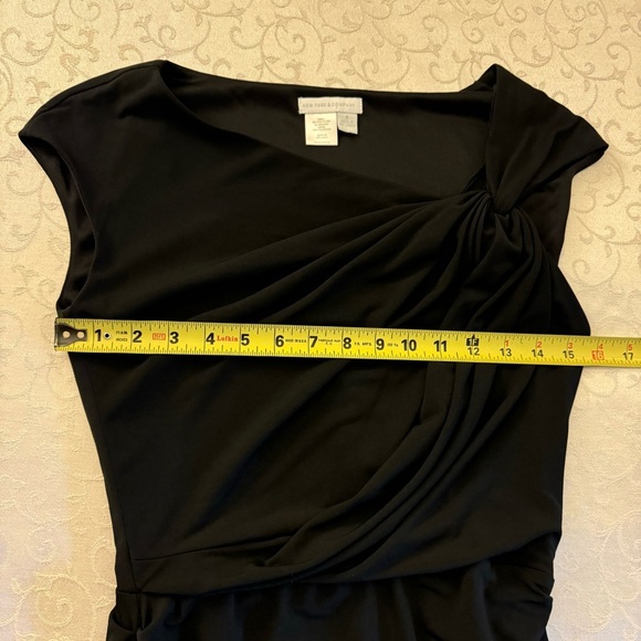 New York & Company Little Black Dress Asymmetrical Ruched Cocktail Party Dress - Picture 12 of 16